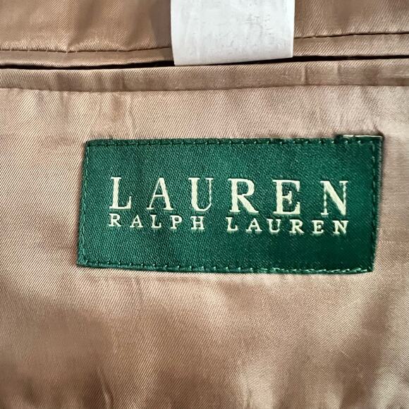 Lauren Ralph Lauren Blazer Mens 44R Wool Herringbone Elbow Patch Brown Suit Coat - Picture 7 of 12